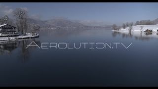 Link to Video | landscape, top-down perspective, tourist destination, Alps, winter, Germany, lake, Tegernsee, aerial shot, day, snow, Bavaria