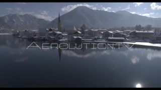 Link to Video | landscape, top-down perspective, tourist destination, Alps, winter, Germany, lake, Tegernsee, aerial shot, day, snow, Bavaria