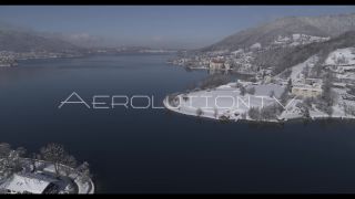 Link to Video | landscape, top-down perspective, tourist destination, Alps, winter, Germany, lake, Tegernsee, aerial shot, day, snow, Bavaria