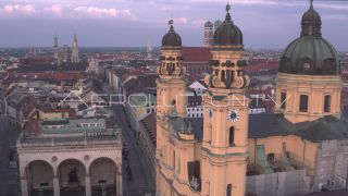 Link to Video | Munich, land, state capital, bird's-eye view, college town, spring, summer, establishing shot, big city, million city, daylight, outdoors, Munich, Germany, blue sky, aerial photography, color, shot, wide shot, urban municipality of Germany, Europe, Southern Germany, aerial shot, unmanned aerial vehicle, city, daytime, tourist attraction, money shot, urban area, West Germany, central business district, city or town, Eurozone, free state, Bavaria