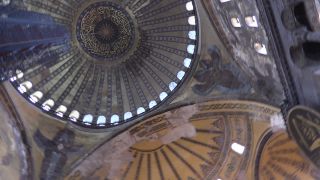 Link to Video | tourist destination, architecture, dome, Hagia Sophia, Full High Definition, low-angle shot, color, ceiling, landmark, 2016, mosque, Istanbul, tourist attraction