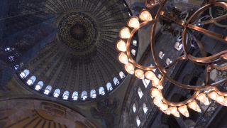 Link to Video | tourist destination, architecture, dome, Hagia Sophia, Full High Definition, low-angle shot, color, ceiling, landmark, 2016, mosque, Istanbul, tourist attraction