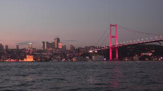 Link to Video | footage, bridge, time of the day, metropolis, darkness, 2016, water, Bosporus, Istanbul, Turkey, 15 July Martyrs Bridge, night, evening, architectural structure, blue hour