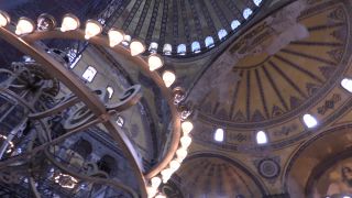Link to Video | tourist destination, architecture, dome, Hagia Sophia, Full High Definition, low-angle shot, color, ceiling, landmark, 2016, mosque, Istanbul, tourist attraction