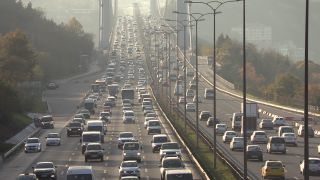 Link to Video | passenger car, ship, footage, bridge, big city, private transport, Verkehr, Full High Definition, metropolis, color, 2016, boat, Bosporus, Istanbul, Turkey, traffic, 15 July Martyrs Bridge, skyline