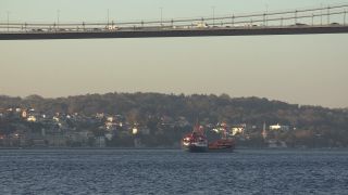 Link zum Video | Schiff, Footage, Brücke, 2016, Boot, Bosporus, Istanbul, Türkei, Bosporus-Brücke, Skyline