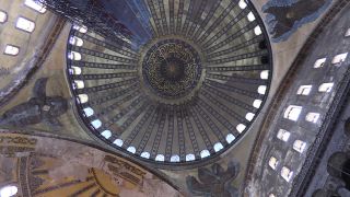 Link to Video | tourist destination, architecture, dome, Hagia Sophia, Full High Definition, low-angle shot, color, ceiling, landmark, 2016, mosque, Istanbul, tourist attraction