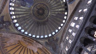 Link to Video | tourist destination, architecture, dome, Hagia Sophia, Full High Definition, low-angle shot, color, ceiling, landmark, 2016, mosque, Istanbul, tourist attraction