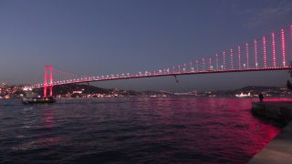 Link to Video | footage, bridge, time of the day, darkness, 2016, water, Bosporus, Istanbul, 15 July Martyrs Bridge, night, evening, architectural structure, blue hour