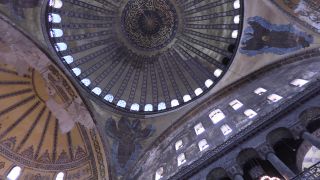 Link to Video | tourist destination, architecture, dome, Hagia Sophia, Full High Definition, low-angle shot, color, ceiling, landmark, 2016, mosque, Istanbul, tourist attraction