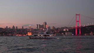 Link to Video | footage, bridge, time of the day, darkness, 2016, water, Bosporus, Istanbul, 15 July Martyrs Bridge, night, evening, architectural structure, blue hour