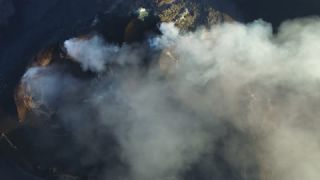Link to Video | Stromboli, color, 4K resolution, Italy, aerial shot, Mediterranean Sea, volcano
