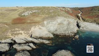 Link to Video | landscape, footage, Brittany, establishing shot, France, sea, steep coast, color, island, 4K resolution, high-angle shot, aerial shot, unmanned aerial vehicle, 2022, Belle Île, coast, Atlantic Ocean