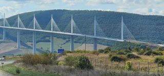 Link to Photo | Norman Foster, bridge, September, Southern France, France, cable-stayed bridge, viaduct, superlative, color, A75 autoroute, Europe, controlled-access highway, 2024, Michel Virlogeux, Millau Viaduct