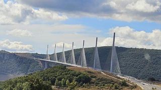 Link to Photo | Norman Foster, bridge, September, Southern France, France, cable-stayed bridge, viaduct, superlative, color, A75 autoroute, Europe, controlled-access highway, 2024, Michel Virlogeux, Millau Viaduct