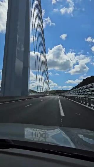 Link to Video | Norman Foster, bridge, September, Southern France, France, cable-stayed bridge, viaduct, superlative, color, A75 autoroute, Europe, controlled-access highway, 2024, Michel Virlogeux, Millau Viaduct