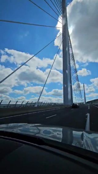 Link to Video | Norman Foster, bridge, September, Southern France, France, cable-stayed bridge, viaduct, superlative, color, A75 autoroute, Europe, controlled-access highway, 2024, Michel Virlogeux, Millau Viaduct