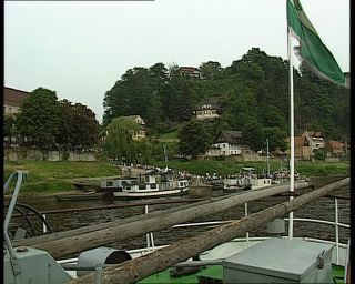 Link to Video | tourist destination, Saxony, maritime transport, Elbe, German Democratic Republic, 1990, color, standard-definition television, Elbe Sandstone Mountains, 1990s, tour boat ride, river, Betacam SP, eastern Germany