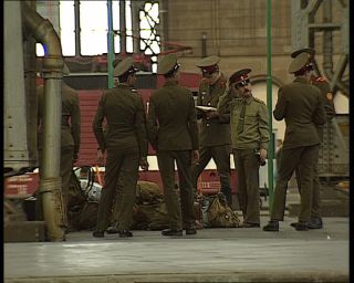 Link to Video | domestic roof construction, Saxony, German Democratic Republic, central station, 1990, Leipzig, color, standard-definition television, 90s, 1990s, dead-end station, railway station, train shed, Betacam SP, eastern Germany