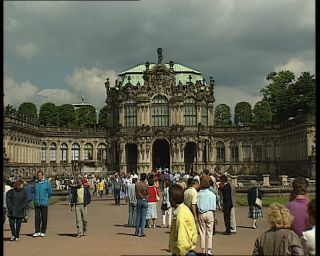 Link to Video | Saxony, Zwinger, German Democratic Republic, Dresden, 1990, cultural heritage, museum, Baroque, tourist attraction, eastern Germany