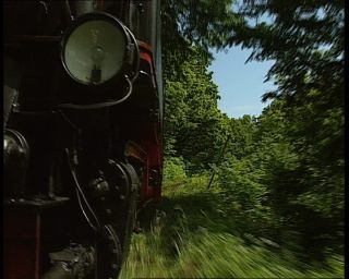 Link to Video | German Democratic Republic, steam locomotive, 1990, color, standard-definition television, Rügen, 1990s, Deutsche Reichsbahn (GDR), Betacam SP, train, Rügensche Kleinbahn, eastern Germany