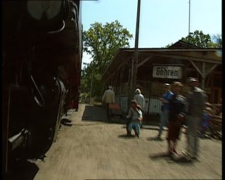Link to Video | German Democratic Republic, steam locomotive, 1990, color, standard-definition television, Rügen, 1990s, Deutsche Reichsbahn (GDR), Betacam SP, train, Rügensche Kleinbahn, eastern Germany