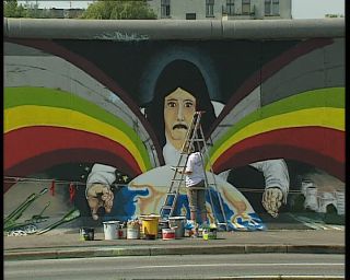 Link to Video | graffiti, street art, 1990, mural, color, Ramo, Berlin Wall, Berlin, art, work of art