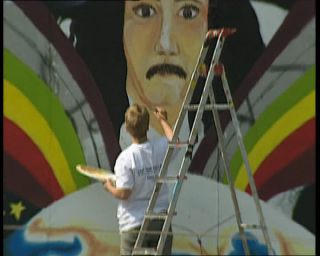 Link to Video | graffiti, street art, 1990, mural, color, Ramo, Berlin Wall, Berlin, art, work of art