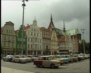 Link to Video | Mecklenburg-Western Pomerania, German Democratic Republic, 1990, Mecklenburg, Rostock, old town, eastern Germany