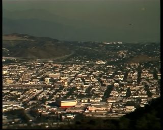 Link to Video | Los Angeles County, big city, color, 1988, United States of America, Burbank, mountain range, North America, California