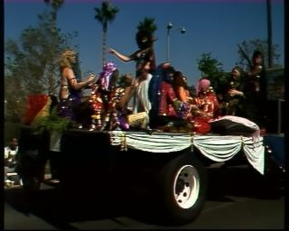 Link to Video | culture, annual event, fun, recurring event, Umzug, Wilshire Boulevard, color, 1988, Halloween, October 31, multicolored, November 1, United States of America, folk culture, North America, disguise, Los Angeles, parade, procession, California