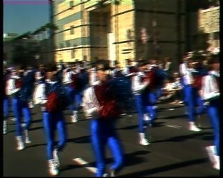 Link to Video | culture, annual event, fun, recurring event, Umzug, Wilshire Boulevard, color, 1988, Halloween, October 31, multicolored, November 1, United States of America, folk culture, North America, disguise, Los Angeles, parade, procession, California