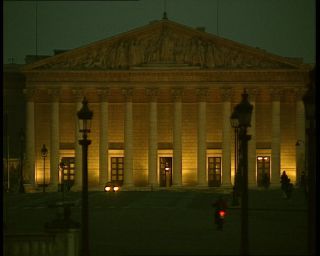 Link to Video | tourist destination, France, megacity, place de la Concorde, metropolis, 1991, lighting, color, standard-definition television, 90s, 1990s, Europe, megalopolis, tourist attraction, night, evening, Betacam SP, Paris