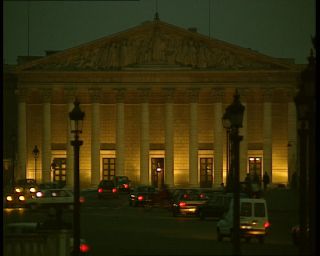 Link to Video | tourist destination, France, megacity, place de la Concorde, metropolis, 1991, lighting, color, standard-definition television, 90s, 1990s, Europe, megalopolis, tourist attraction, night, evening, Betacam SP, Paris