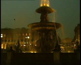 Link to Video | tourist destination, France, megacity, place de la Concorde, metropolis, 1991, lighting, color, standard-definition television, 90s, 1990s, Europe, megalopolis, tourist attraction, night, evening, Betacam SP, Paris