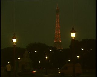 Link to Video | tourist destination, France, megacity, place de la Concorde, metropolis, 1991, lighting, color, standard-definition television, 90s, 1990s, Europe, megalopolis, tourist attraction, night, evening, Betacam SP, Paris