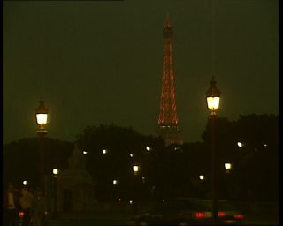 Link to Video | tourist destination, France, megacity, place de la Concorde, metropolis, 1991, lighting, color, standard-definition television, 90s, 1990s, Europe, megalopolis, tourist attraction, night, evening, Betacam SP, Paris