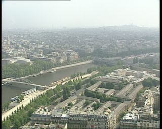 Link to Video | tourist destination, France, megacity, metropolis, 1991, color, Eiffel Tower, standard-definition television, 90s, wide shot, high-angle shot, 1990s, Europe, megalopolis, city, Betacam SP, man, Paris