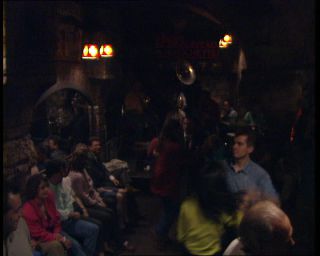 Link to Video | tourist destination, France, nightlife, jazz club, megacity, leisure, metropolis, sound on tape, 1991, color, standard-definition television, 1990s, Europe, megalopolis, Le Caveau de la Huchette, night, music, evening, Betacam SP, Paris