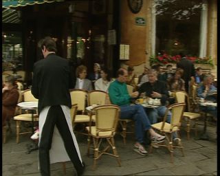 Link to Video | Les Deux Magots, restaurant, tourist destination, France, brasserie, megacity, metropolis, 1991, color, standard-definition television, 90s, 1990s, Europe, megalopolis, boulevard Saint-Germain, Saint-Germain-des-Prés, Betacam SP, Paris