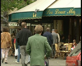 Link to Video | Les Deux Magots, restaurant, tourist destination, France, brasserie, megacity, metropolis, 1991, color, standard-definition television, 90s, 1990s, Europe, megalopolis, boulevard Saint-Germain, Saint-Germain-des-Prés, Betacam SP, Paris