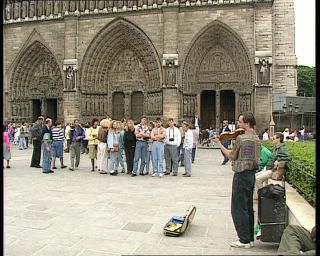 Link to Video | tourist destination, France, megacity, metropolis, 1991, color, standard-definition television, Notre-Dame de Paris, 1990s, Europe, megalopolis, tourist attraction, Betacam SP, Paris