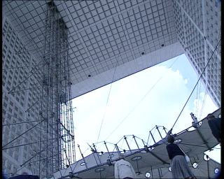 Link to Video | tourist destination, France, megacity, metropolis, 1991, color, standard-definition television, modern architecture, 90s, 1990s, Europe, megalopolis, Betacam SP, Paris, La Défense