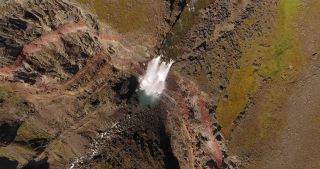 Link to Video | landscape, tourist destination, Iceland, Nature in art, Scandinavia, color, liquid water, waterfall, Europe, aerial shot, tourist attraction, nature