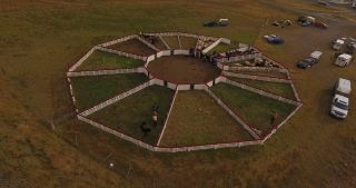 Link to Video | agriculture, Segment, circle, Iceland, Scandinavia, color, Ovis, Viehwirtschaft, Europe, aerial shot, classification system, structure, animal husbandry