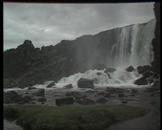 Link to Video | landscape, tourist destination, Iceland, Nature in art, 1990, Scandinavia, color, Northern Europe, liquid water, waterfall, Europe, tourist attraction, nature