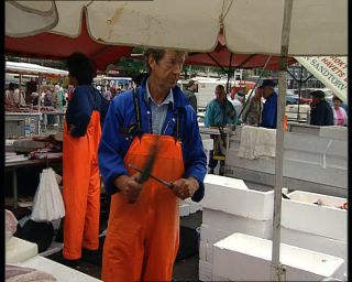 Link to Video | fish market, Norway, 1993, Scandinavia, color, standard-definition television, Bergen, 90s, 1990s, Betacam SP