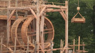 Link to Video | experiment, tourist destination, Middle Ages, Yonne, France, Guédelon Castle, Bourgogne-Franche-Comté, Treigny, 2011, High Middle Ages, color, castle, tourist attraction, experimental archaeology, long-term experiment, 13th century