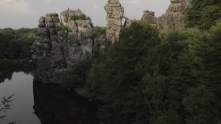 Link to Video | landscape, Teutoburg Forest, North Rhine-Westphalia, tourist destination, August, summer, Germany, color, 4K resolution, Externsteine, forest, aerial shot, 2021, tourist attraction, rock formation, Mittelgebirge, nature