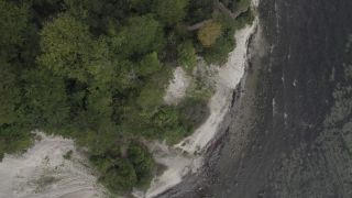 Link to Video | landscape, tourist destination, Møns Klint, sea, steep coast, chalk, Scandinavia, color, 4K resolution, Denmark, Europe, aerial shot, 2021, Baltic Sea, tourist attraction